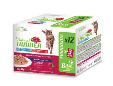 Natural Trainer Multipack gatti sterilizzati tonno/manzo 12x85g
