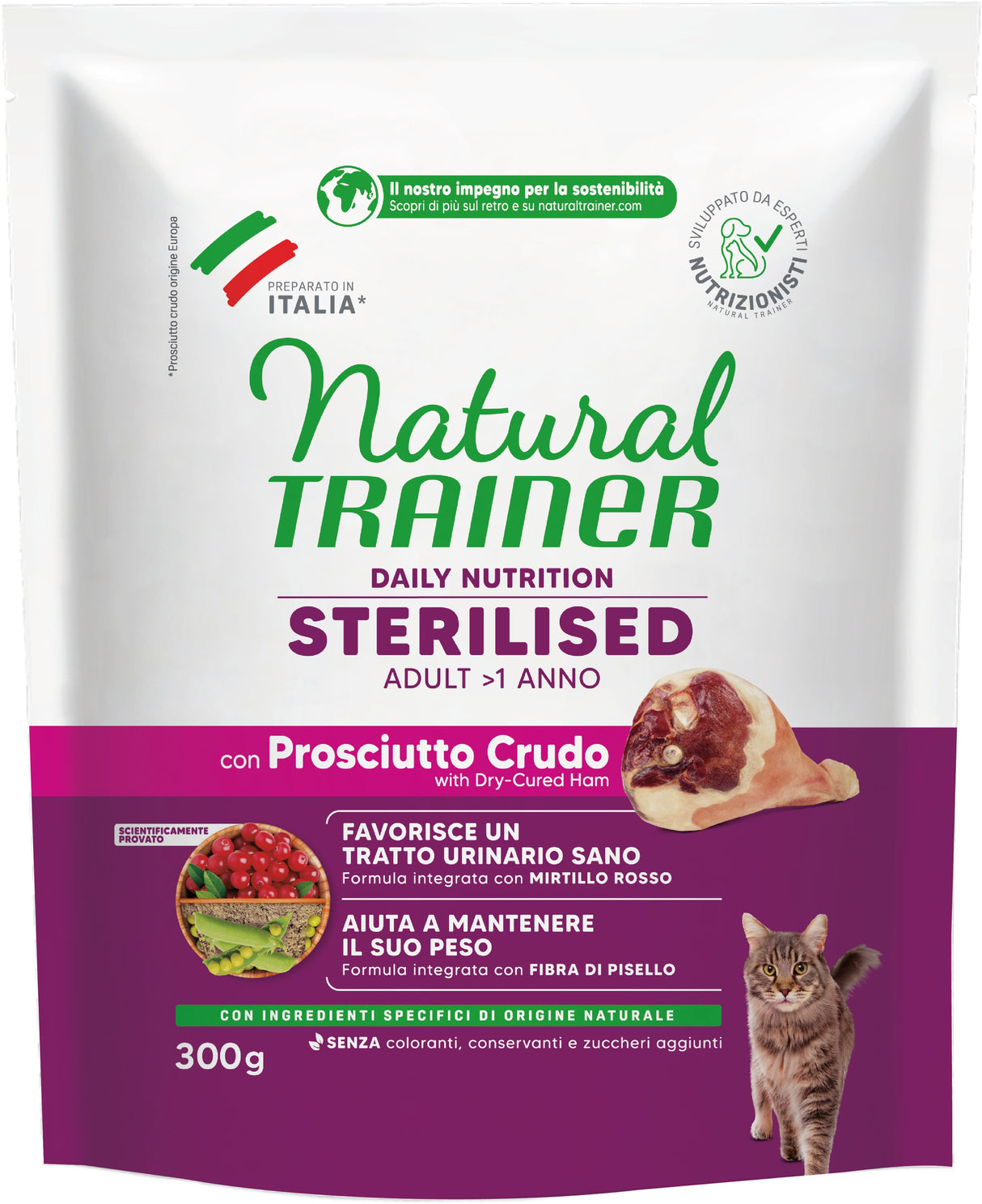 Natural Trainer Gatto Sterilizzato - Prosciutto Crudo 300 gr - Iperverde