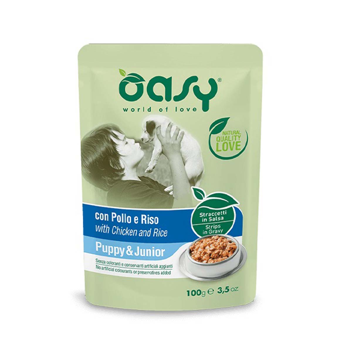 Oasy busta puppy per cani in Straccetti 100g