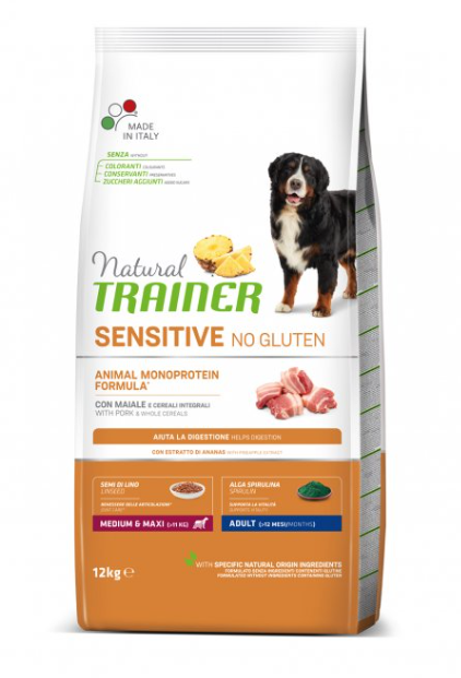 Natural Trainer No Gluten Adult Medium/Maxi Schwein