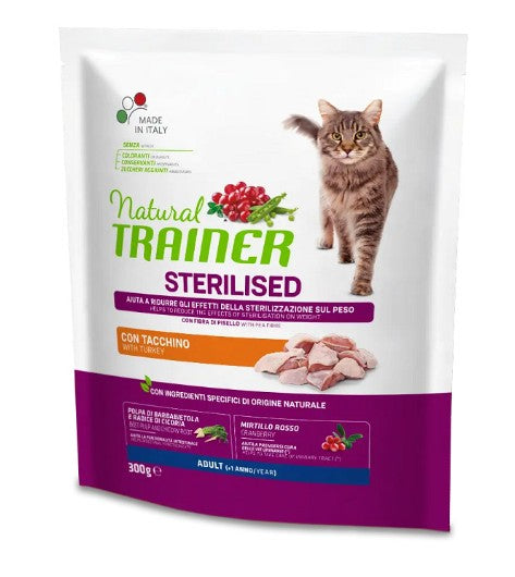 Natural Trainer Cat sterilizzato adulto tacchino 300 gr