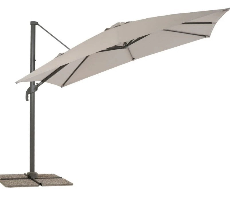 Ombrellone palo laterale da giardino in alluminio grigio - Minerva
