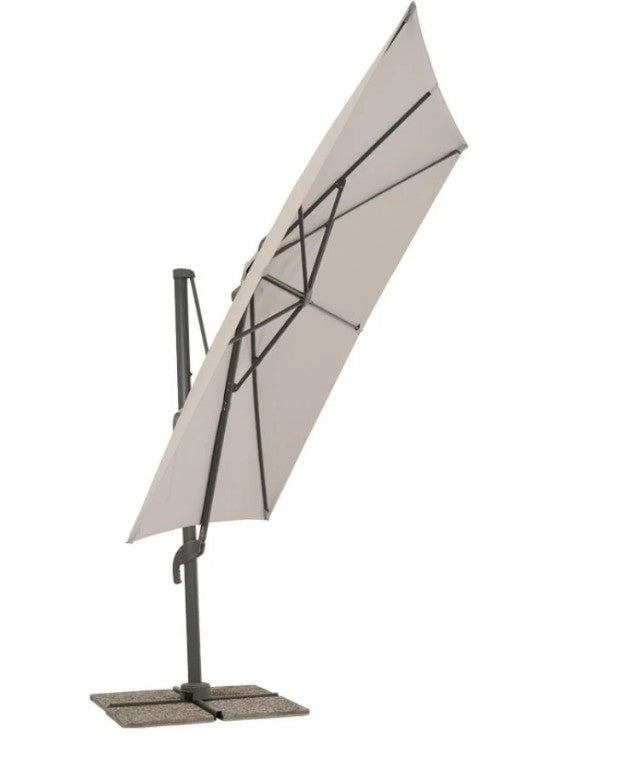 Ombrellone palo laterale da giardino in alluminio grigio - Minerva