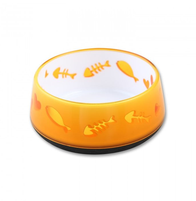 Decorated plastic cat bowl