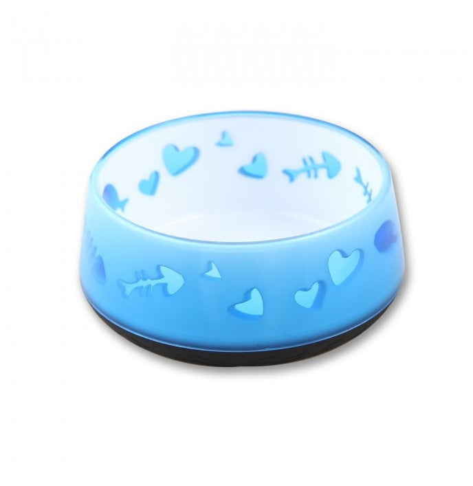 Decorated plastic cat bowl