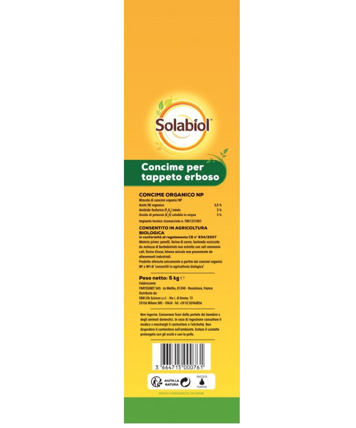 Körniger Dünger für Rasen Solabiol 5 Kg