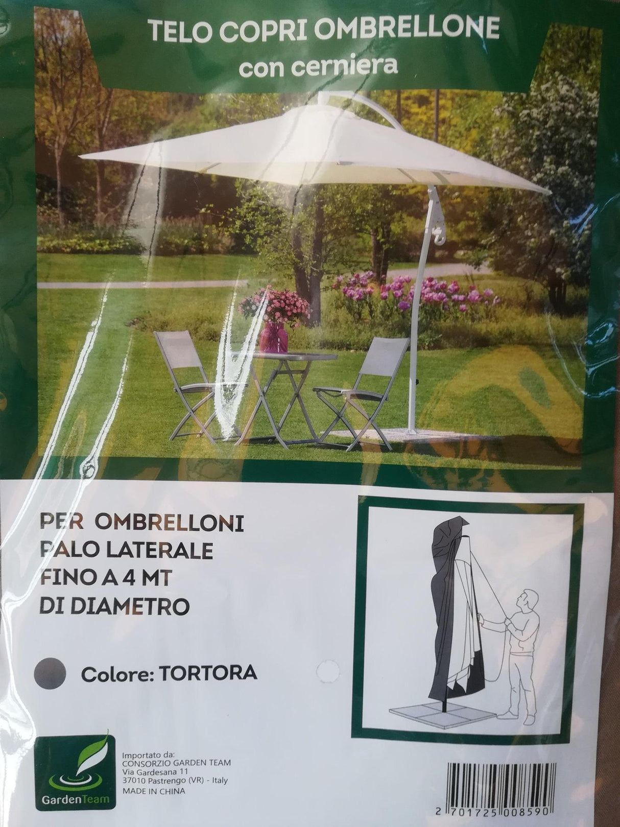 Parasol cover for taupe side pole parasol up to 4 meters