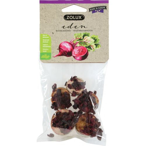 Eden wooden washers with dried vegetables for rodents