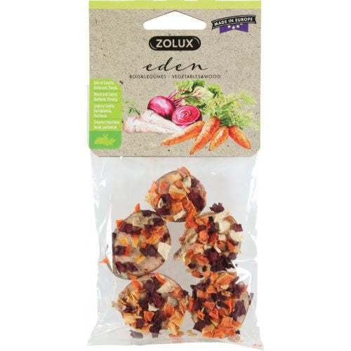 Eden wooden washers with dried vegetables for rodents