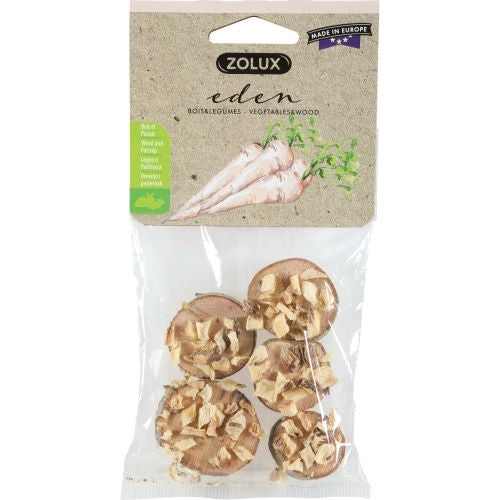 Eden wooden washers with dried vegetables for rodents