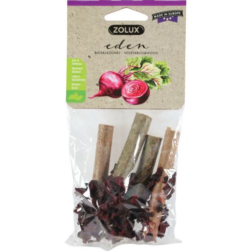 Eden wooden logs with dried vegetables for rodents