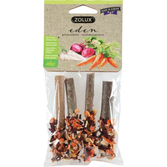 Eden wooden logs with dried vegetables for rodents