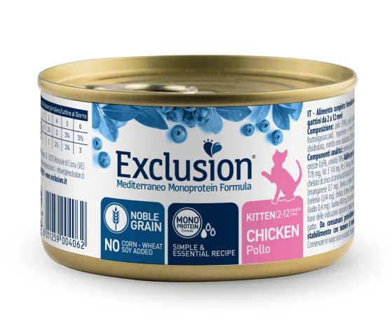 Ausschluss Mediterraneo Diet Cat Kitten Edelkorn - Huhn 85 gr