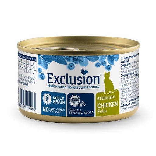 Ausschluss Mediterraneo Diet Sterilized Cat Edelkorn - Huhn 85 gr
