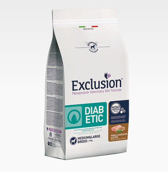 Exclusion - Veterinary Diet Canine - Diabetic Dog Medium/Large - maiale e sorgo