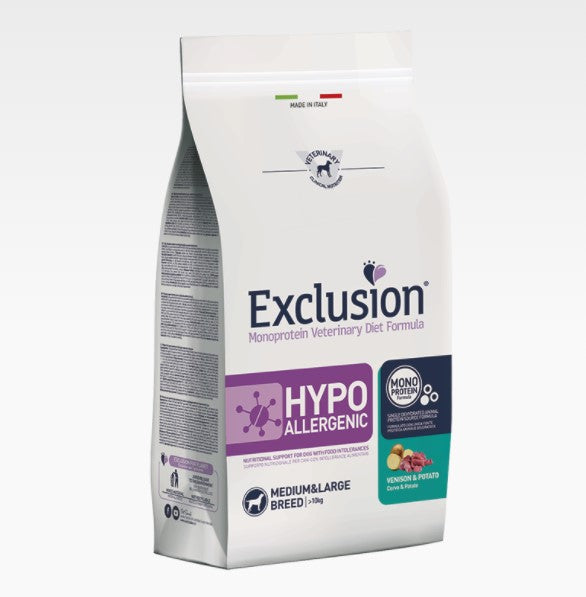 Exclusion - Veterinary Diet Canine - Hypoallergenic Dog Medium/Large - cervo e patate