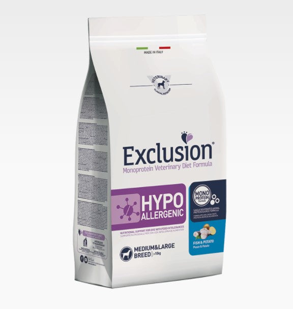 Exclusion - Veterinary Diet Canine - Hypoallergenic Dog Medium/Large Pesce e Patate