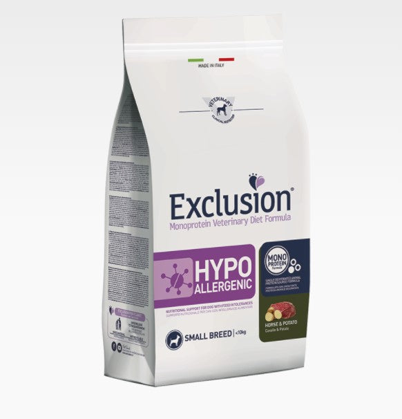 Exclusion - Veterinary Diet Canine - Hypoallergenic Dog Small - cavallo e patate