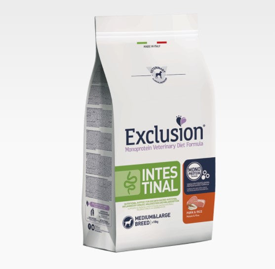 Ausschluss – Veterinärfutter Hunde – Intestinale Hunde – Mittel/Groß – Schweinefleisch und Reis