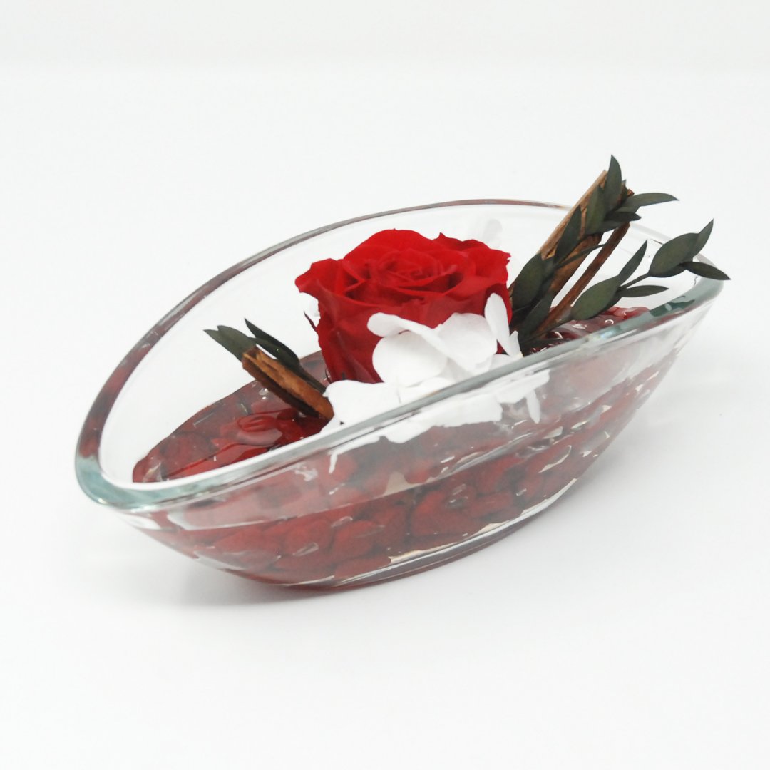 Flowercube stabilized composition Stone effect boat 6,5x8x16 cm