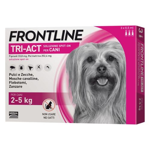 Frontline Tri-Act XS spot-on solution for dogs from 2-5 kg with 3 pipettes