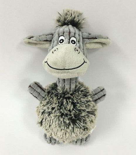 Plush donkey dog toy with ball