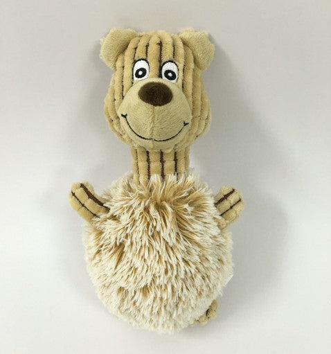 Plush bear dog toy with ball
