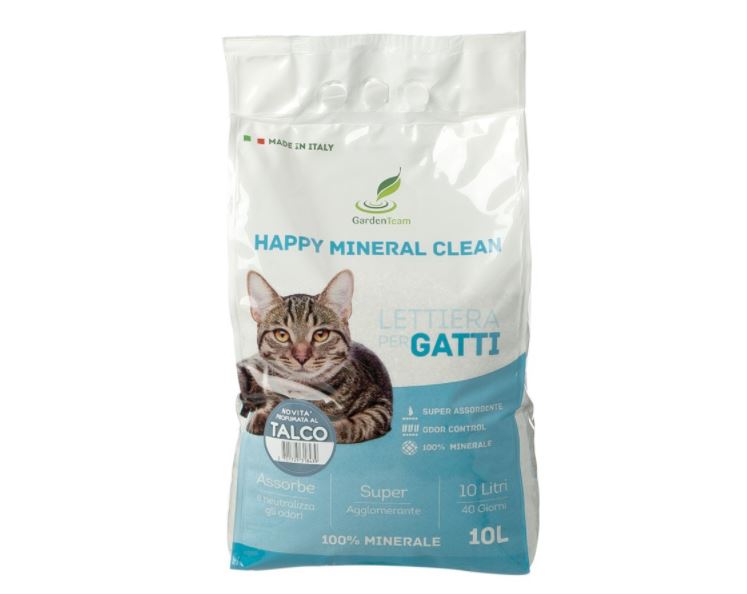Lettiera per gatti Happy Mineral Clean Talco 10 LT - Iperverde