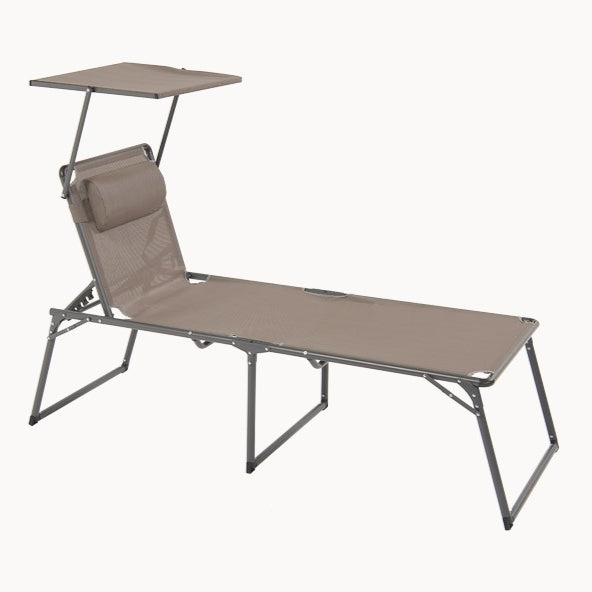 Folding sunbed with dove gray roof