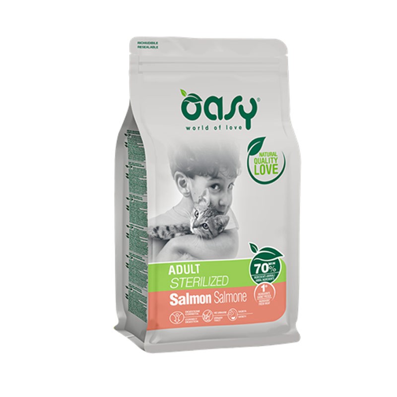 Oasy dry gatto adult sterilized salmone 1,5 kg
