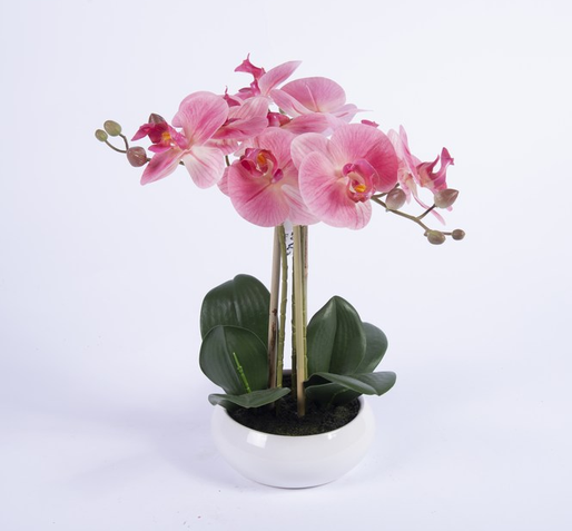Orchidea artificiale in vaso rosa  altezza 33 cm