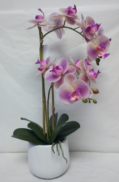 Orchidea artificiale in vaso rosa altezza 56 cm