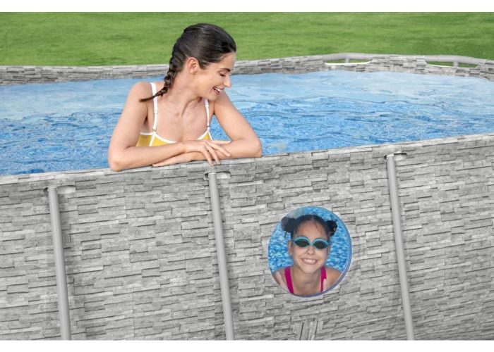 Power Steel Swim Vista oval above ground pool set 427x250x100 cm stone effect