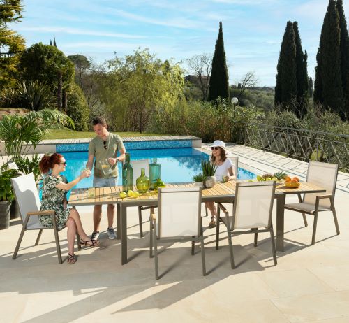 Dining set with extendable garden table from 6 to 12 seats - Bayron model
