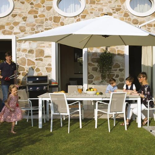 Garden dining set with aluminum table and chairs extendable from 6 to 8 seats - New Butterfly model