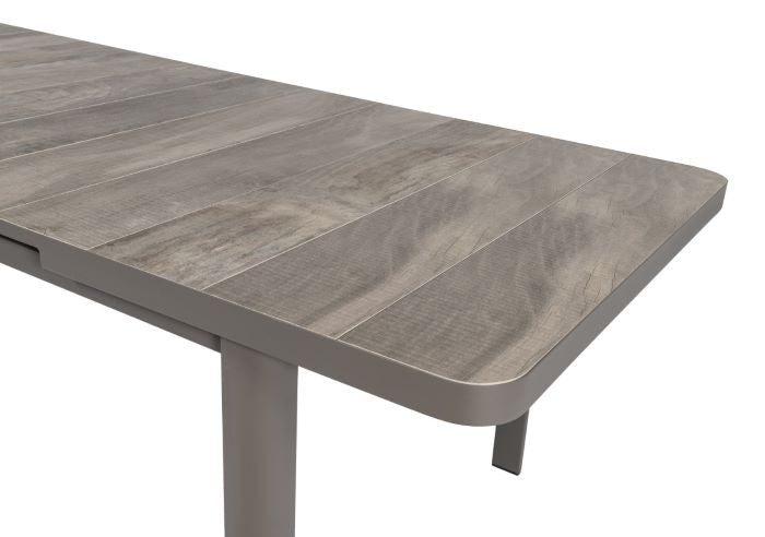 Stone - Dining set with extendable table and outdoor chairs in aluminum