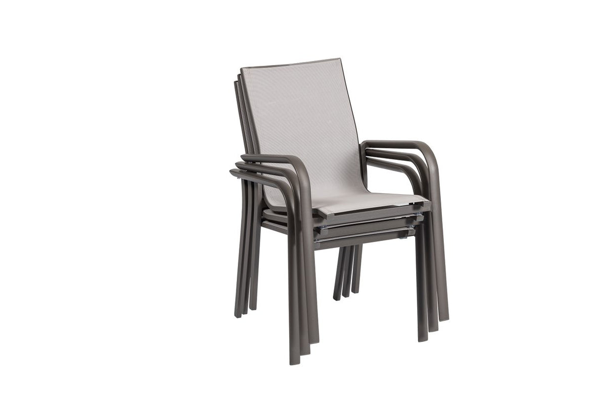 Stone - Dining set with extendable table and outdoor chairs in aluminum