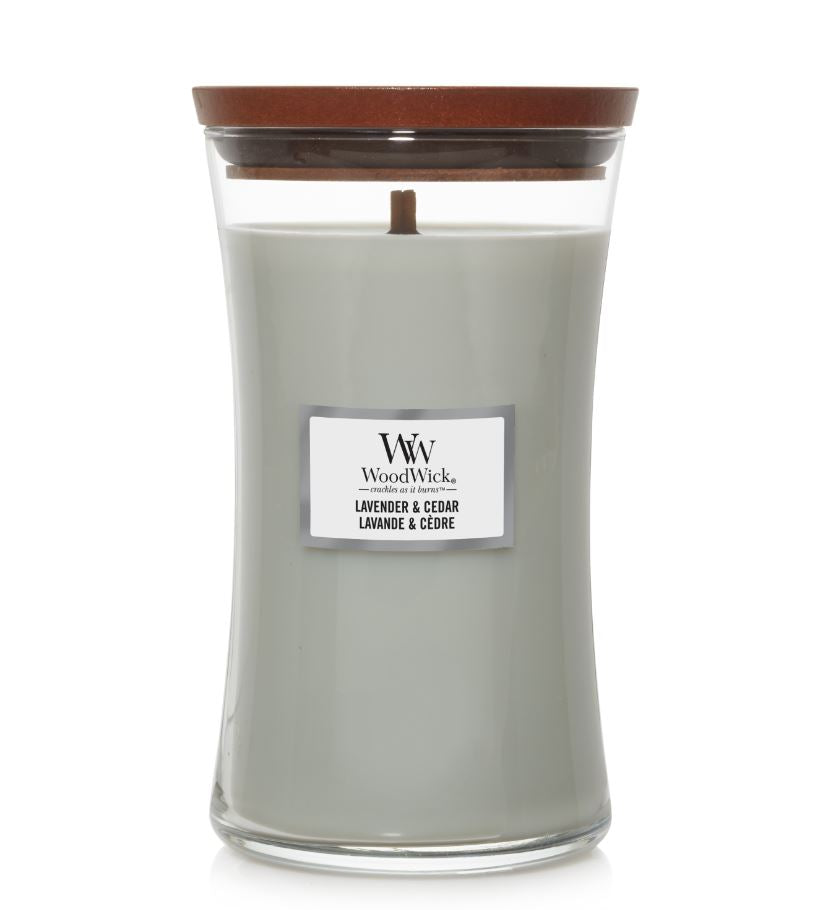 Woodwick candle lavender & cedar