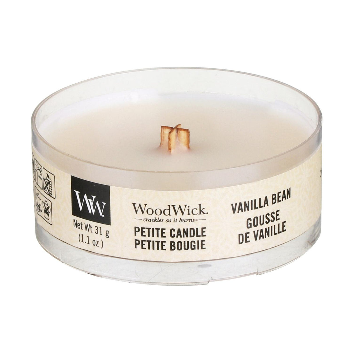 Woodwick vanilla bean candle