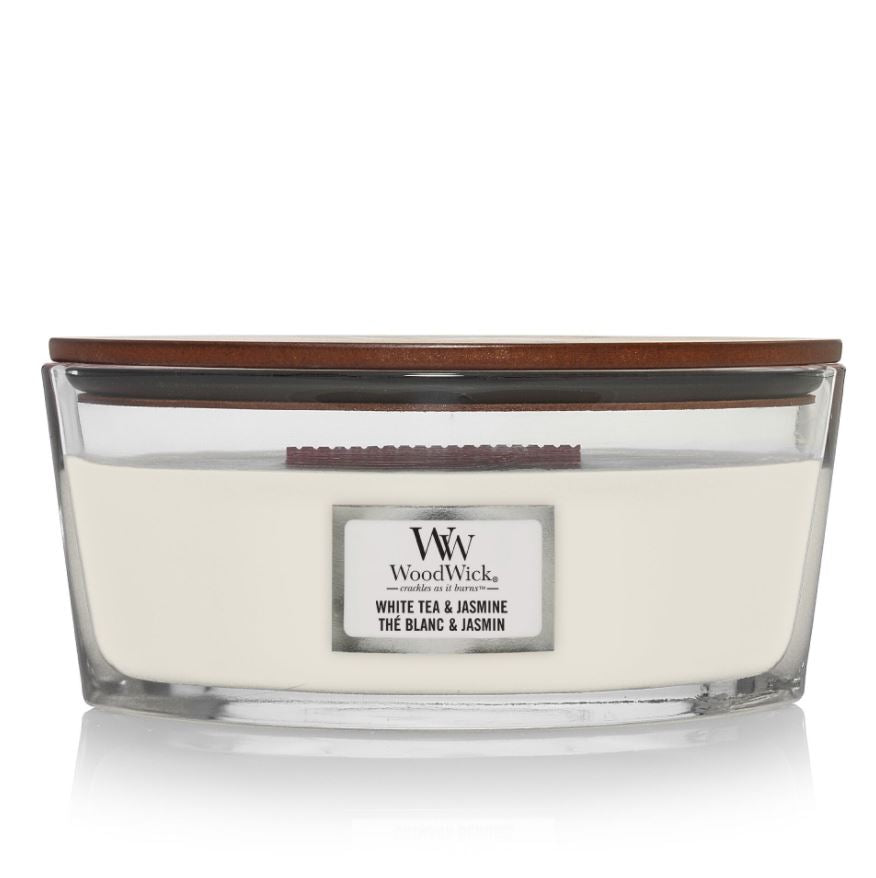Woodwick white tea & jasmine candle