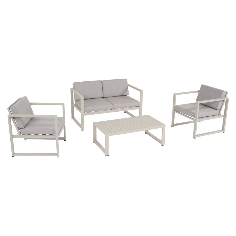 Salotto da Giardino Vision - Set con Divano e Poltrone in Alluminio Beige