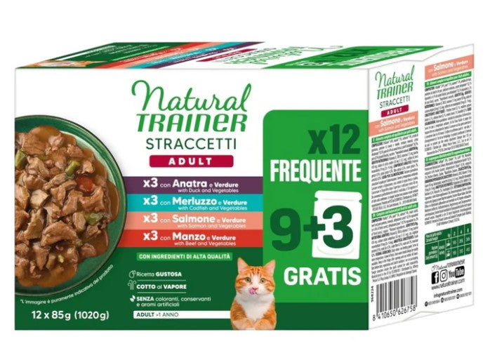 Natural Trainer Multipack gatti straccetti carni/pesce12x85g