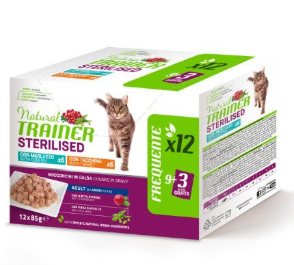 Natural Trainer Multipack gatti sterilizzati pollo/tacchino 12x85g