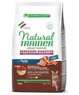 natural trainer gatto benessere digestivo monoproteico trota 1,5kg