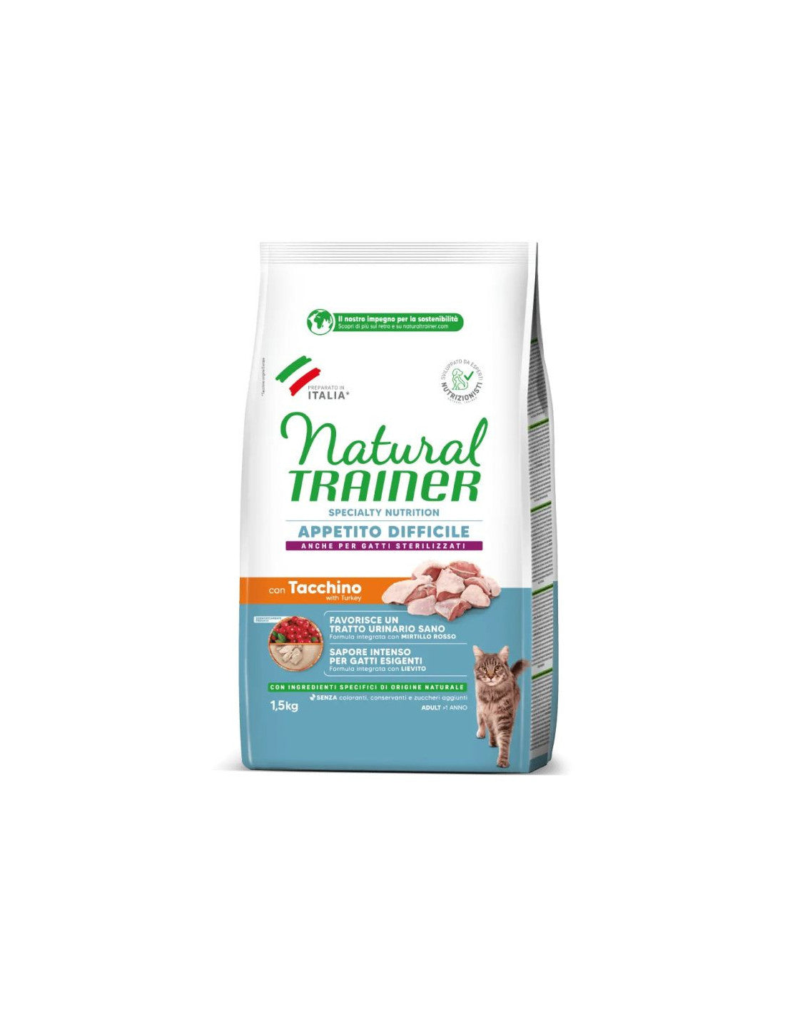 natural trainer gatto appetito difficile con tacchino 1,5kg