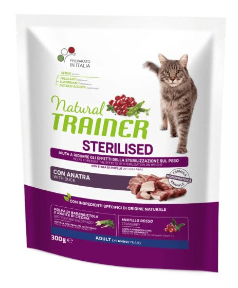 Natural Trainer Cat sterilizzato adulto anatra 300 gr