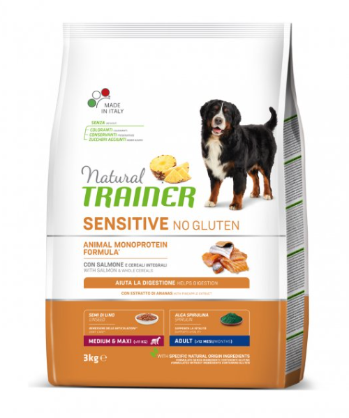 Natural Trainer No Gluten Adult Medium/Maxi Salmone