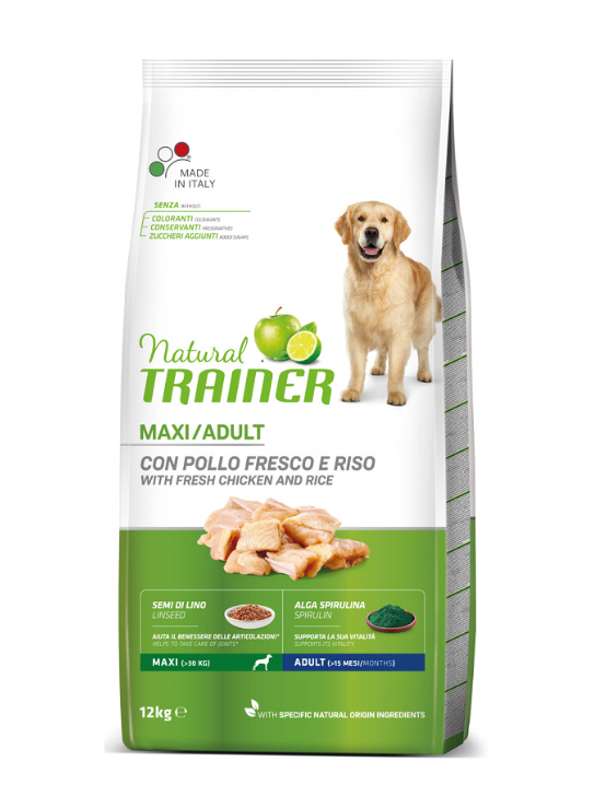 Natural Trainer maxi adult pollo fresco e riso 12 kg