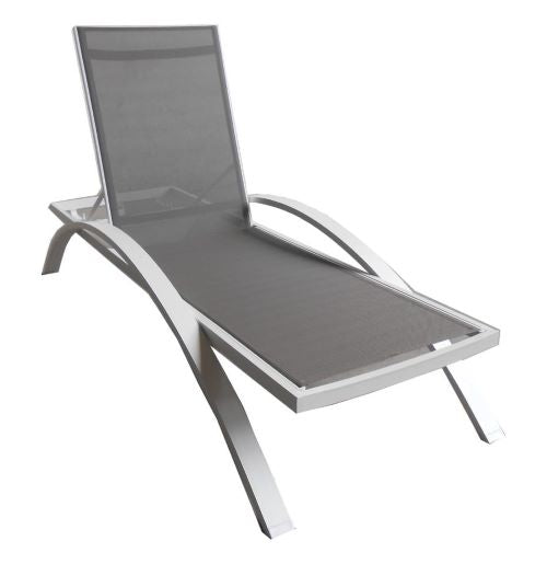 Best - Sunbed in white aluminum and taupe fabric