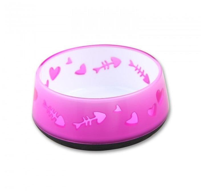 Decorated plastic cat bowl